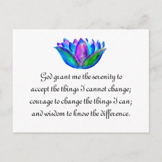Serenity Prayer med färgfull Lotus Blommar Vykort