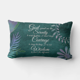 Serenity prayer med fjäril, iridscent blommigt lumbarkudde