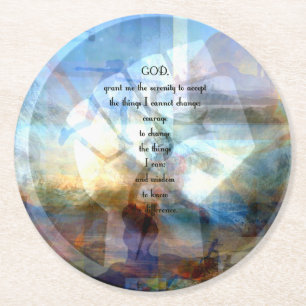 Serenity Prayer med inspirerande Motivational Art Underlägg Papper Rund