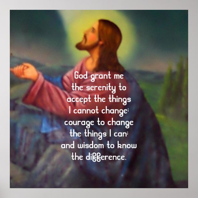 Serenity Prayer med Jesus Kristus målning Poster (Framsidan)