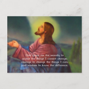 Serenity Prayer med Jesus Kristus målning Vykort