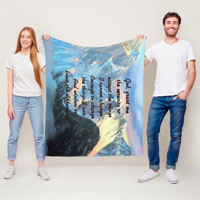 Serenity Prayer med Panoramic View Mount Everest Fleecefilt (På plats)