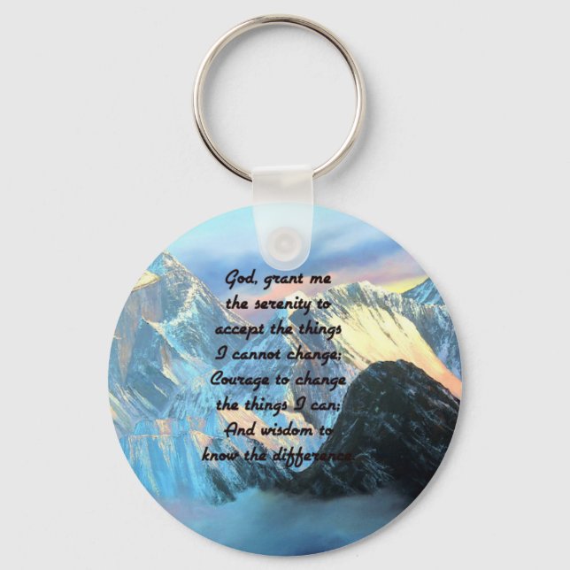 Serenity Prayer med Panoramic View Mount Everest Nyckelring (Framsida)