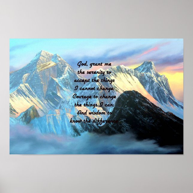 Serenity Prayer med Panoramic View Mount Everest Poster (Framsidan)