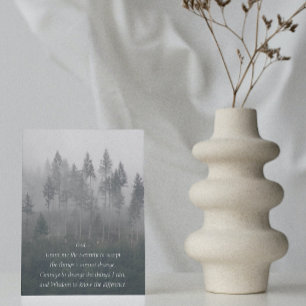 Serenity Prayer Misty Forest Photo Blank Kort