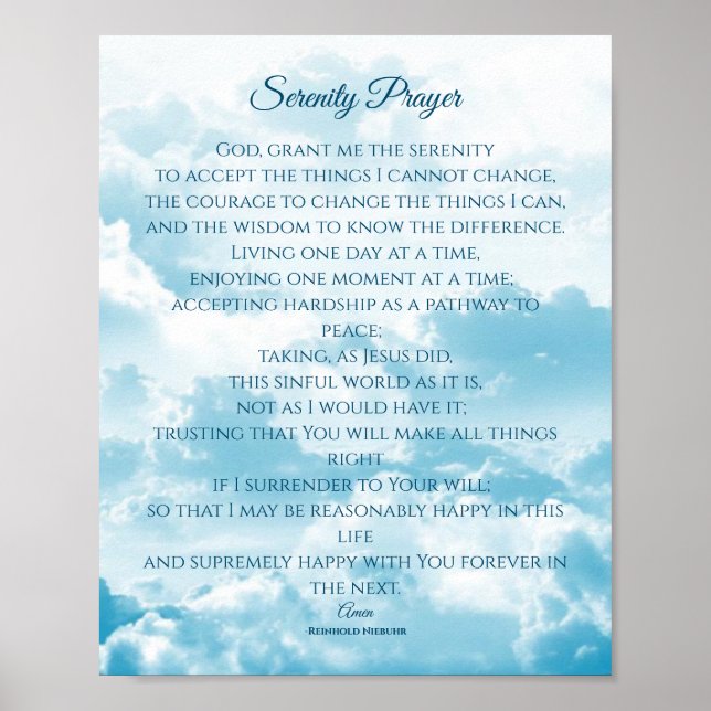 Serenity Prayer, mod och visdom Poster (Framsidan)
