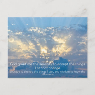 Serenity Prayer - Moln i Himlar med raderna Sol Vykort
