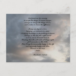 Serenity Prayer molnig himmel vykort