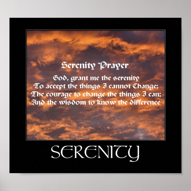Serenity Prayer Morgon Himlar inspiration Poster (Framsidan)