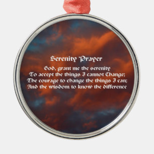 Serenity Prayer Morgon Himlar inspirationell Ornam Julgransprydnad Metall