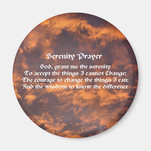 Serenity Prayer Morgon Himmel Magnet (Framsidan)
