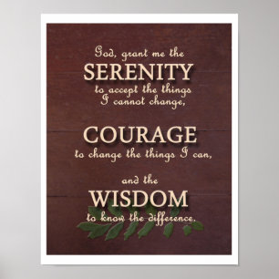 Serenity Prayer Motivational Poster - Porträtt