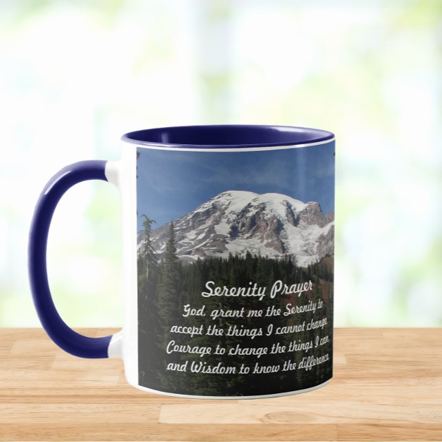 Serenity Prayer Mount Rainier liggande Mugg (In Situ Table)