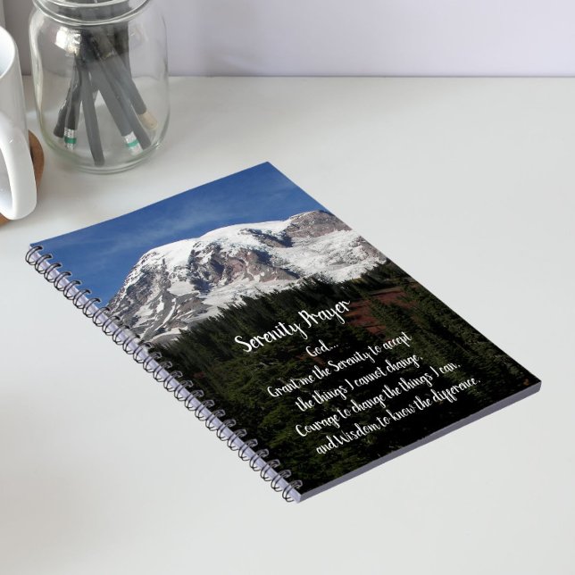 Serenity Prayer Mount Rainier Photo Notebook Anteckningsbok (In Situ)