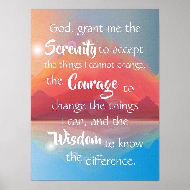 Serenity Prayer Mountain Sunset Sunrise Wall Poster (Framsidan)