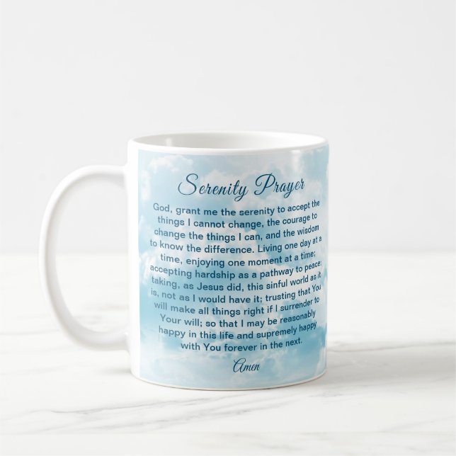 Serenity Prayer Mugg med Blå himmel och moln (Vänster)
