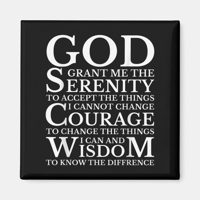 Serenity Prayer Na Aa Sober Recovery  Magnet (Framsidan)