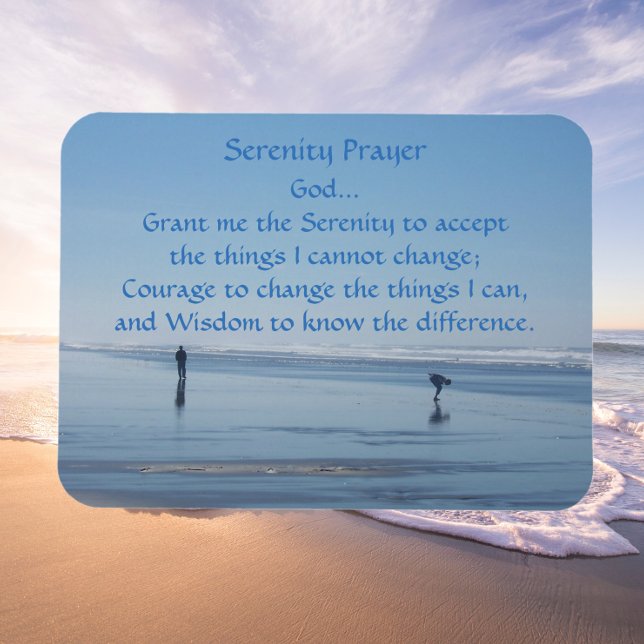 Serenity Prayer Ocean Beach Photo Magnet (Beach Background)