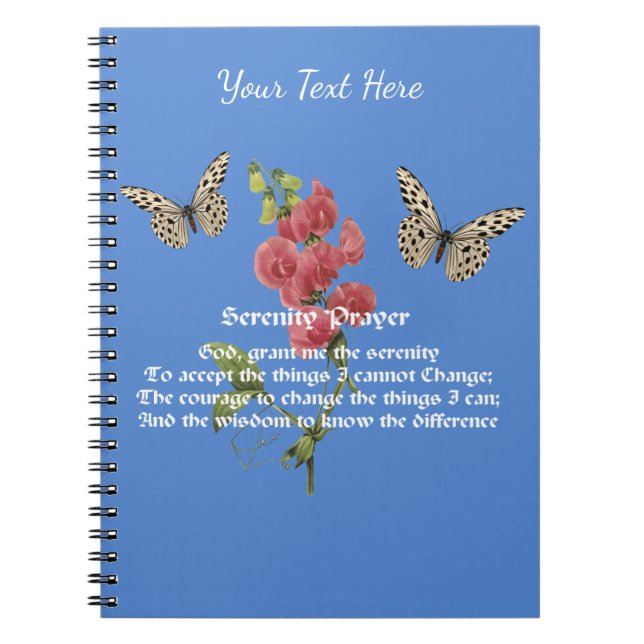 Serenity Prayer och Butterfly Anteckningsbok (Framsidan)