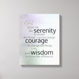 Serenity prayer omsluten arbetsyta på mjuk färg canvastryck