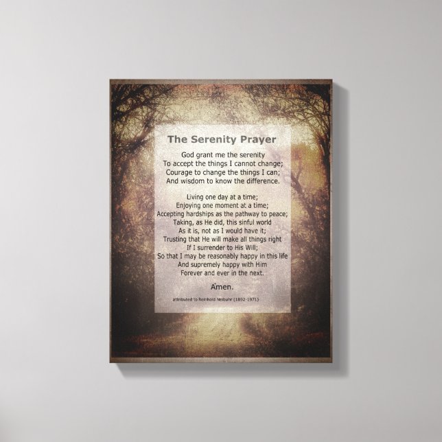 Serenity Prayer omsluten canvas art med citat (Framsida)