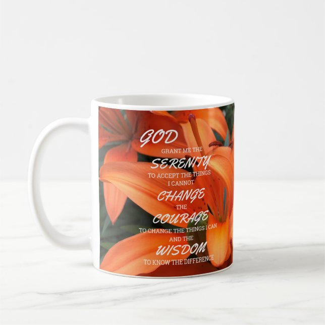 Serenity Prayer Orange Lily Flowers Photo God Kaffemugg (Vänster)