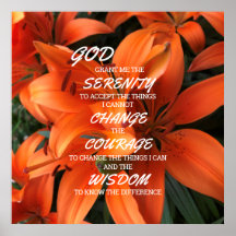 Serenity Prayer Orange Lily Flowers Photo