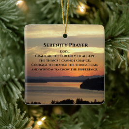 Serenity Prayer Orange Sjölandskap Sunset Julgransprydnad Keramik