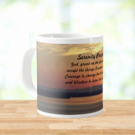Serenity Prayer Orange Sjölandskap Sunset Jumbo Mugg