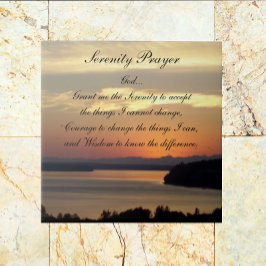 Serenity Prayer Orange Sjölandskap Sunset Kakelplatta