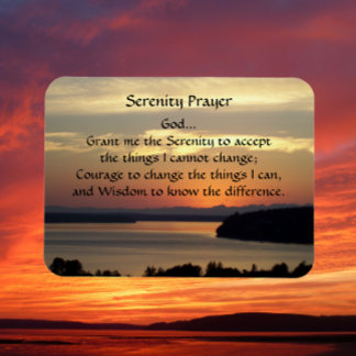 Serenity Prayer Orange Sjölandskap Sunset Magnet