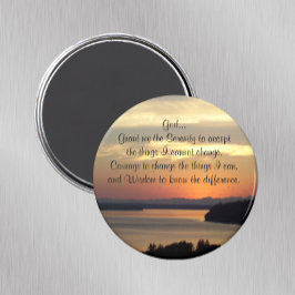 Serenity Prayer Orange Sjölandskap Sunset Magnet