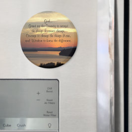 Serenity Prayer Orange Sjölandskap Sunset Magnet