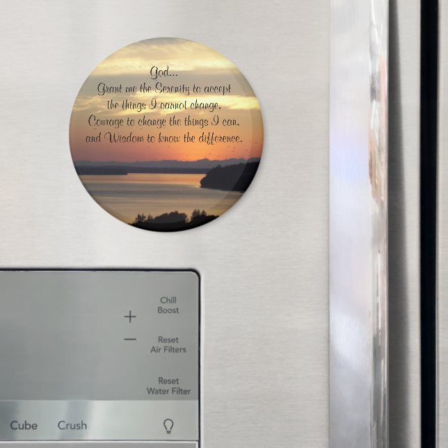 Serenity Prayer Orange Sjölandskap Sunset Magnet (In Situ (Fridge))