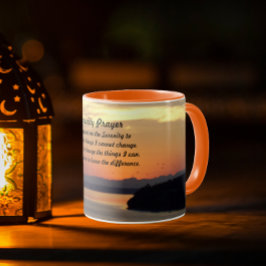 Serenity Prayer Orange Sjölandskap Sunset Mugg