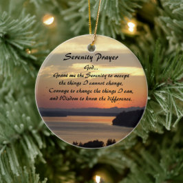 Serenity Prayer Orange Sjölandskap Sunset Photo Julgransprydnad Keramik