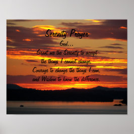 Serenity Prayer Orange Solnedgång Landskap Poster