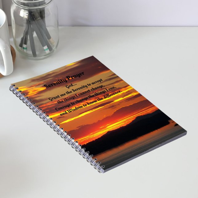 Serenity Prayer Orange Sunset Photo Notebook Anteckningsbok (In Situ)