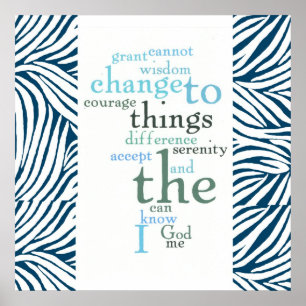 Serenity Prayer Ord Art Zebra tryck