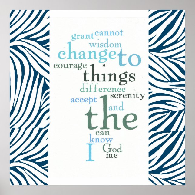 Serenity Prayer Ord Art Zebra tryck (Framsidan)