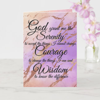 Serenity Prayer över rosa, guld, ro guld tillbaka Kort