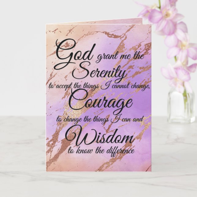 Serenity Prayer över rosa, guld, ro guld tillbaka  Kort (Orkide)