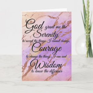 Serenity Prayer över rosa, guld, ro guld tillbaka Kort