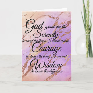 Serenity Prayer över rosa, guld, ro guld tillbaka Kort