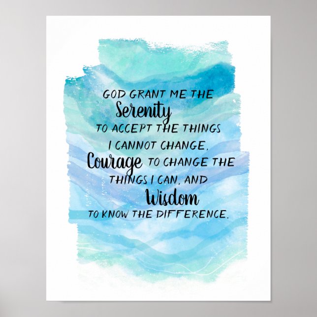Serenity prayer på söt blue water design poster (Framsidan)