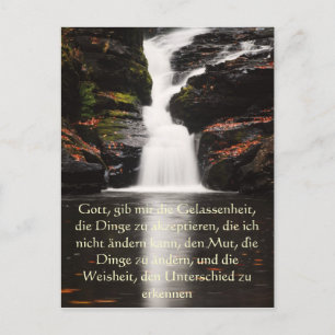 Serenity Prayer på tyska, vykort för vattenfall
