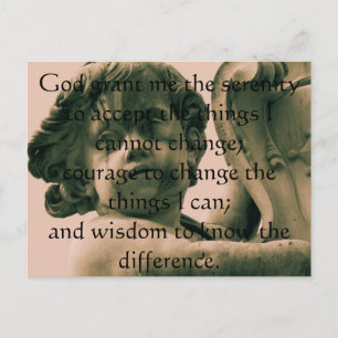 Serenity Prayer på vintagens ängelfotografi Vykort