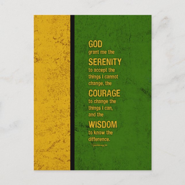 Serenity Prayer: Patriotic Jamaica Grönt Guld Vykort (Framsida)