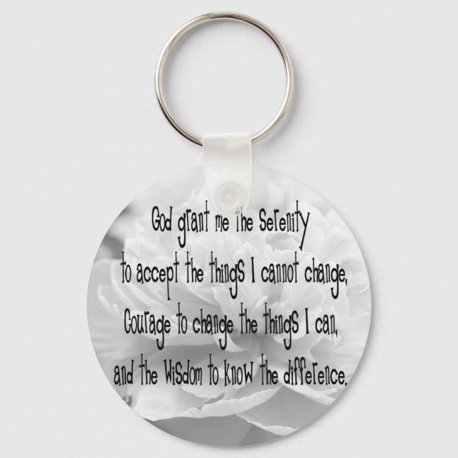 Serenity Prayer Peony Keychain Nyckelring (Framsida)