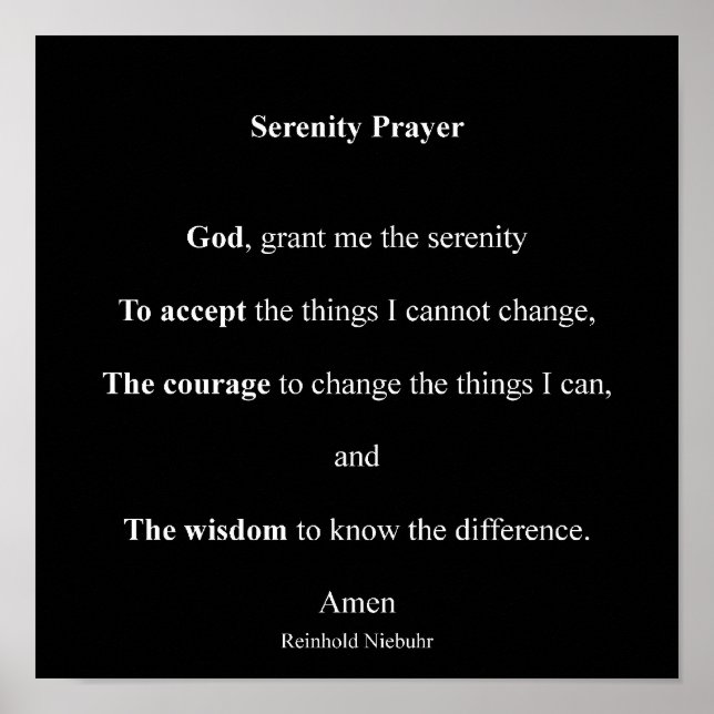 Serenity Prayer Poster (Framsidan)